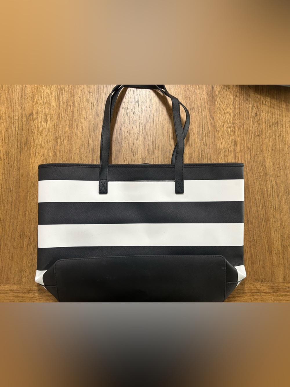 Michael Kors Black & White Stripe Tote Bag - Picture 2 of 3